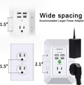USB Wall Charger, Surge Protector, QINLIANF 5 Outlet Extender with 4 USB Charging Ports (4.8A Total) 3-Sided 1680J Power Strip Multi Plug Outlets