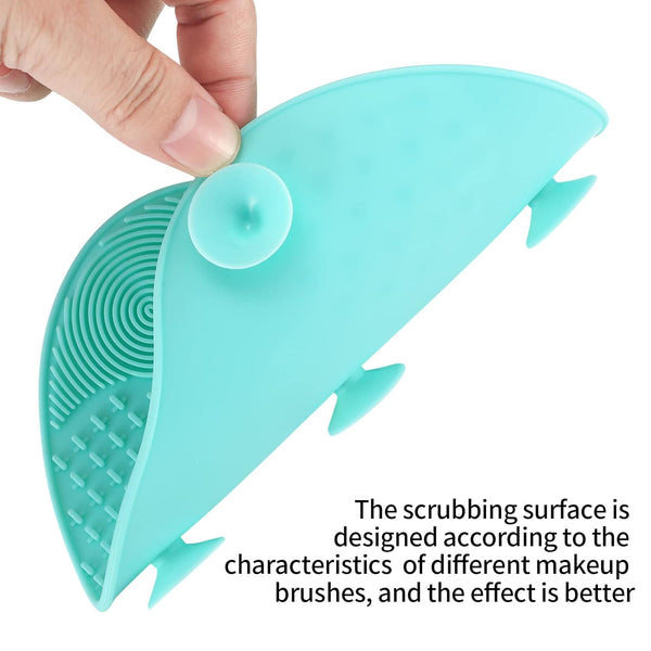 2 Pcs Silicone Make up Brush Cleaning Mat, Makeup Brush Cleaner Mats, Cosmetic Cleaning Pads, Portable Washing Tool with Suction Cup for Makeup
