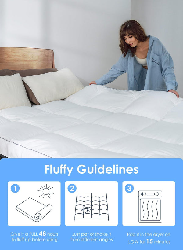 QUEEN ROSE Mattress Topper Queen, Extra Soft Pillow Top Mattress Topper Queen for Firm Bed, Thick Baffle Box Cooling Cloud-Like down Alternative