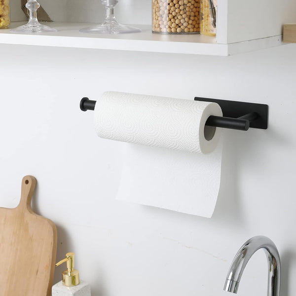 Theaoo Paper Towel Holder - under Cabinet Paper Towel Holder for Kitchen, Adhesive Paper Towel Roll Rack for Bathroom Towel, Wall Mounted Matte