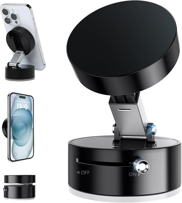 Fachooi Suction Cup Phone Mount Pro - Next-Gen Vacuum Magnetic Phone Holder for Car, 210Â° Adjustable Angle, Non-Slip Dashboard/Windshield Car