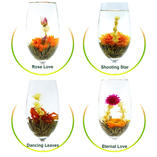 TEARELAE Blooming Tea Flowers - 12Pcs Individually Sealed Flowering Tea Balls - Hand-Tied Natural Green Tea Leaves & Edible Flowers - Gifts for