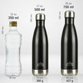 H2O Stainless Steel Water Bottle, Vacuum Insulated - BPA Free, 12H Hot & 24H Cold Drinks Bottle, Metal, 17 Oz Leakproof, Ideal for Adult, Kids,