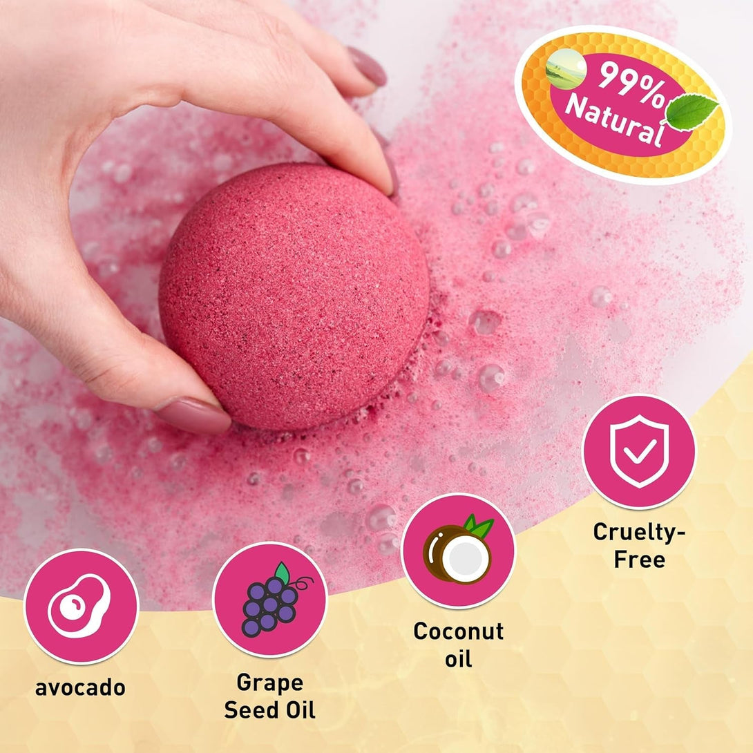 48 Natural & Organic Bath Bombs for Women and Kids, Rich in Essential Oils, Relaxation and Stress Relief, Bathbombs Gift Set for Mothers Day, Christmas, Valentines Day & Birthday