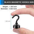 LOVIMAG Black Magnetic Hooks, 30Lbs Strong Magnetic Hooks Heavy Duty with Epoxy Coating for Refrigerator, Magnetic Cruise Hooks for Hanging,