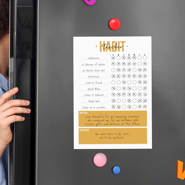 Modern Habit Tracker Sticky Note Pad / 50 Sheets / 8" X 11.5" Positive Habit List Sticky Notes/Weekly Accountability Checklist/Made in the USA