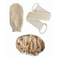 Linen Back Scrubbers+Double Thickened Waterproof Layers Bathing Hat+Linen Exfoliating Shower Bath Gloves,Bath Accessories Setï¼Reusable,For Body,