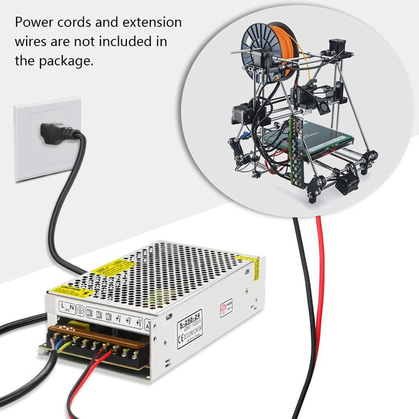 SHNITPWR 24V Power Supply 10A 240W AC DC Adapter, DC 24 Volt 10 Amp Switching Power Converter Transformer LED Driver 110V / 220V AC in for LED