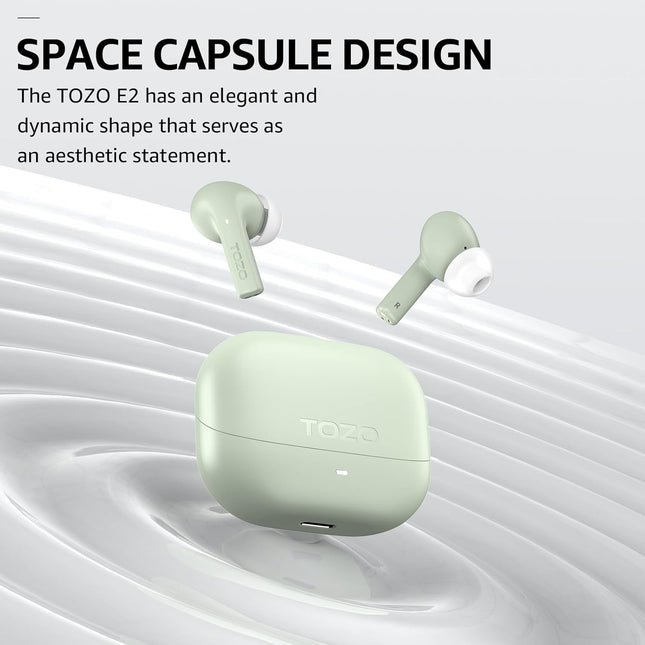 TOZO E2 Wireless Earbuds 10Mm Drivers with Powerful Bass, App Customize 32 Eqs, with 2 Mics AI Call Noise Cancellation, 