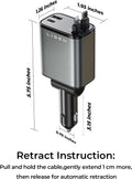 LISEN Retractable Car Charger, 69W USB C Car Accessories Adapter for Iphone 16 USB C Charger Fast Charging, Fathers Day for Gifts, Travel