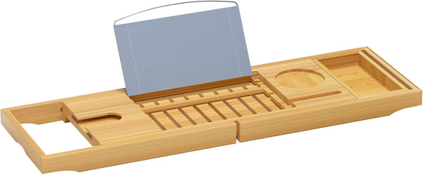 Luxury Bathtub Caddy Trayï¼Bamboo Bathtub Tray Caddy - Wood Bath Tray Expandableï¼Can Be Placed Book and Integrated Tablet Smartphone and Wine