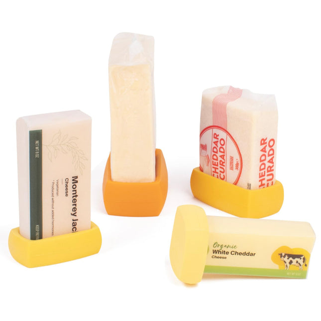Food Huggers Cheese Huggers Set of 4 Reusable Silicone Savers | Cheese Paper Alternative | Store Cheddar, Swiss, Colby J