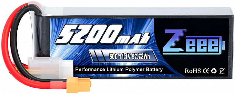 Zeee 3S Lipo Battery 5200Mah 50C 11.1V RC Batteries with XT60 Connector Soft Case for RC Airplane Helicopter Plane Quadcopter RC Car Truck Boat