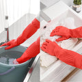 Household Dishwashing Cleaning Rubber Gloves 2 Pairs, Reusable Waterproof Kitchen Gloves Non-Slip Cleaning Gloves