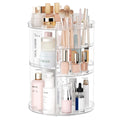 Rotating Makeup Organizer, DIY 8 Adjustable Layers Spinning Skincare Organizer, Cosmetic Display Case with Brush Holder Perfume Tray,