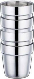Teamfar Coffee Cup Espresso Cup Mug Set of 4, Double Wall Stainless Steel Tea Cups, Reusable & Stackable, Mirror Finish & Dishwasher Safe - 6 Ounce