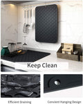 AMOAMI Dish Drying Mats for Kitchen Counter - Silicone Dish Drying Mat - Heat Resistant Mat - Black (16" X 18)