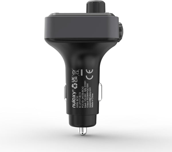 Nulaxy 54W Bluetooth 5.3 Car Adapter with 4 Charging Ports [PD 36W & QC3.0 18W], Wireless Radio FM Transmitter with Deep Bass Player & 5 Colors