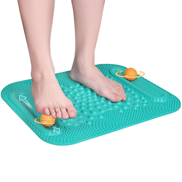 Atsuwell Acupressure Foot Massage Mat, 5-Zone Reflexology Mat with Dual Massage Ball Tracks, Portable Foot Pressure Point Pad for Stress Relief,