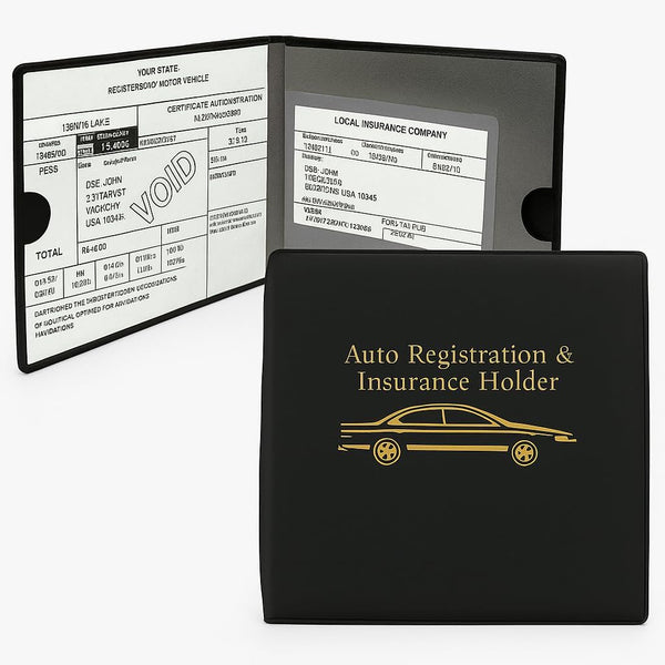 ESSENTIAL Car Auto Insurance Registration BLACK Document Wallet Holders 2 Pack - [BUNDLE, 2Pcs] - Automobile, Motorcycle, Truck, Trailer Vinyl ID
