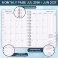 2025-2026 Planner - Weekly & Monthly Planner Runs Jul 2025 to Jun 2026, 6.25" X 8.25", 12 Monthly Tabs, 14 Notes Page, Plastic Pocket, Flexible