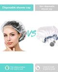 Auban 100PCS Disposable Shower Caps, Plastic Clear Hair Cap Large Thick Waterproof Bath Caps for Women, Hotel Travel Essentials Accessories Deep