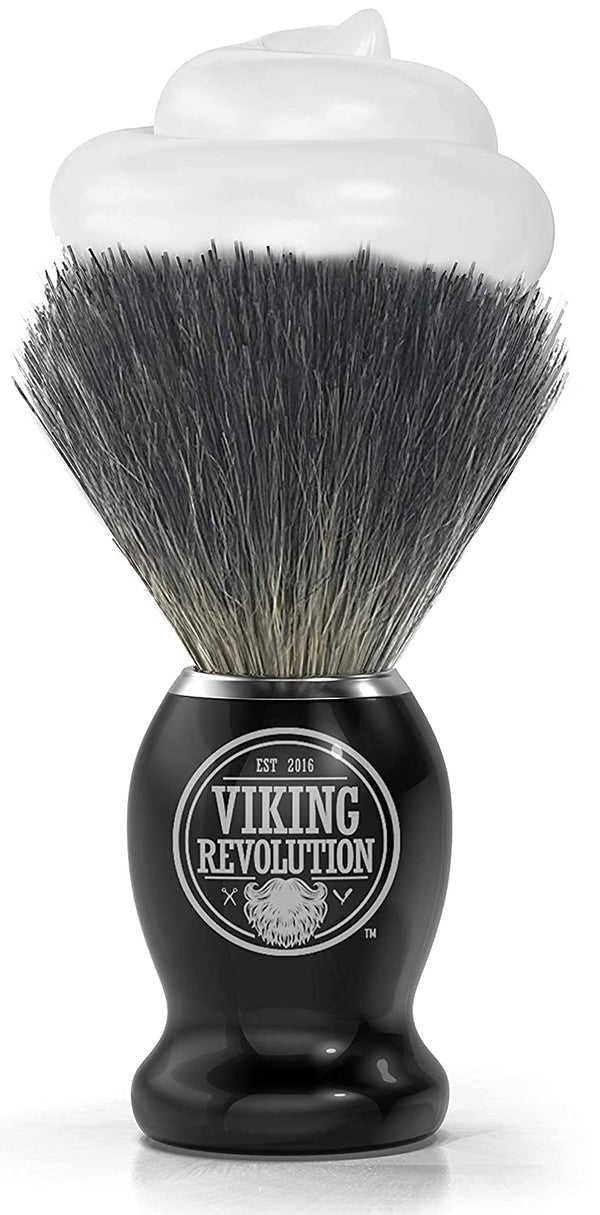 Viking Revolution Badger Hair Shaving Brush- Shave Brush for Wet Shave Using Shaving Cream & Soap- Best Shave of Your Life for Safety Razor,