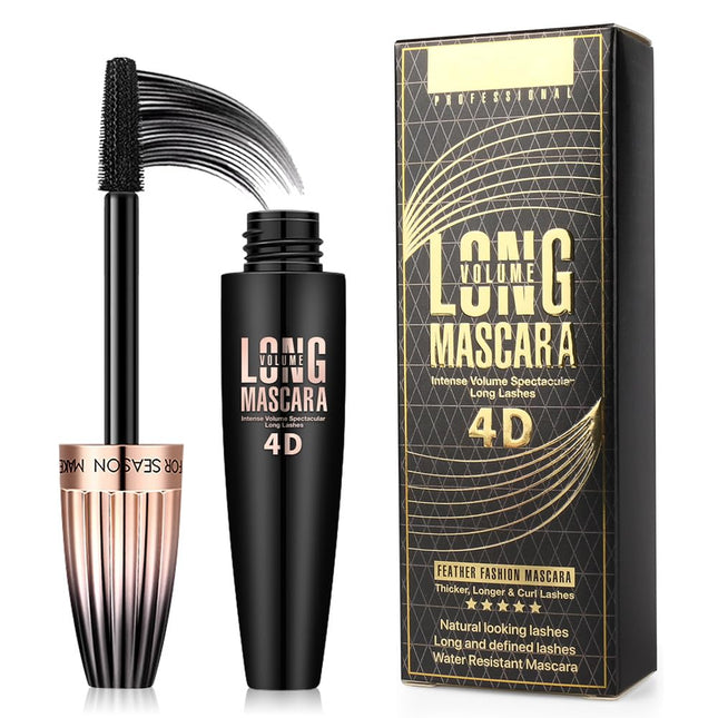 4D Fiber Eyelash Mascara, Natural Waterproof Lasting Lash Mascara Black Volume, Lengthening Thickening Softer Fuller Las
