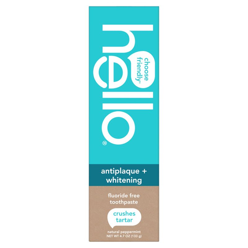 Hello Antiplaque and Whitening Fluoride Free Toothpaste, Whitening Toothpaste with Coconut Oil and Tea Tree Oil, Helps Whiten Teeth, Natural