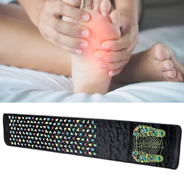 Joyzan Foot Massage Mat, Reflexology Leg Pain Walk Stone Road Acupoint anti Slip Rock Foldable Particle Pressure Point Pad Long Sitting Elderly