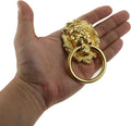 Mgoodoo 5Pcs Drawer Lion Head Pull Handle Knob Dresser Cabinet Pull Ring 1.97X3.54Inch Classical Antique Style Zinc Alloy Handle (Large|Gold)