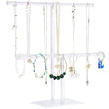 Jewelry Stand Necklace Holder, Acrylic Jewelry Display Holder, Necklace and Bracelet Hanging Organizer, Clear 2-Tier Tower Stand for Bangles,