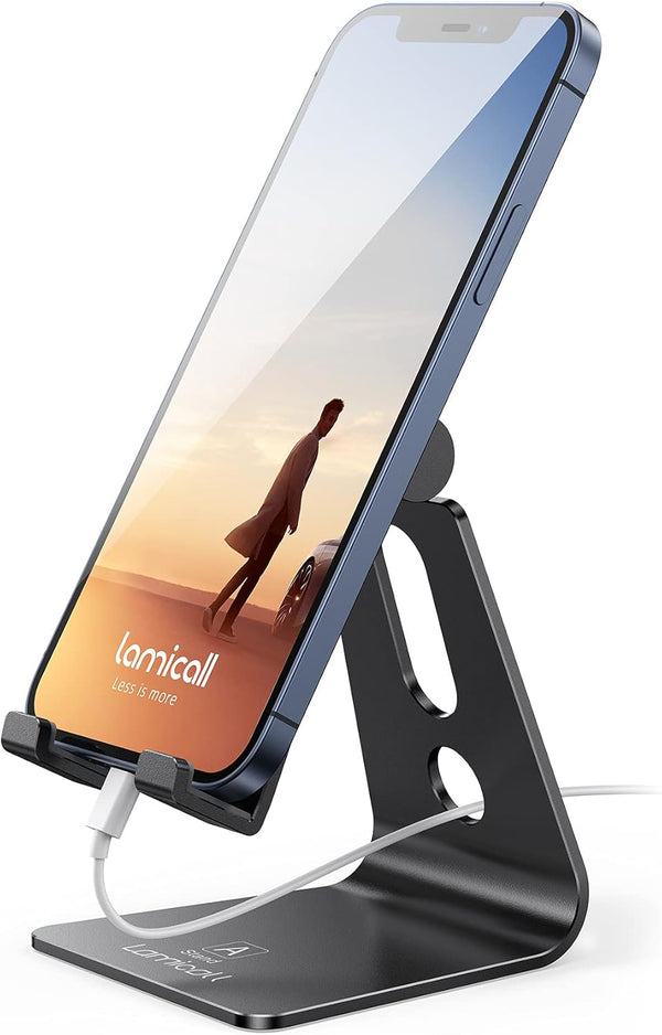 Lamicall Adjustable Cell Phone Stand, Desk Phone Holder, Cradle, Dock, Compatible with Iphone 16, 15, 14, Plus, Pro, Pro Max, 13 12 X XS,4-8