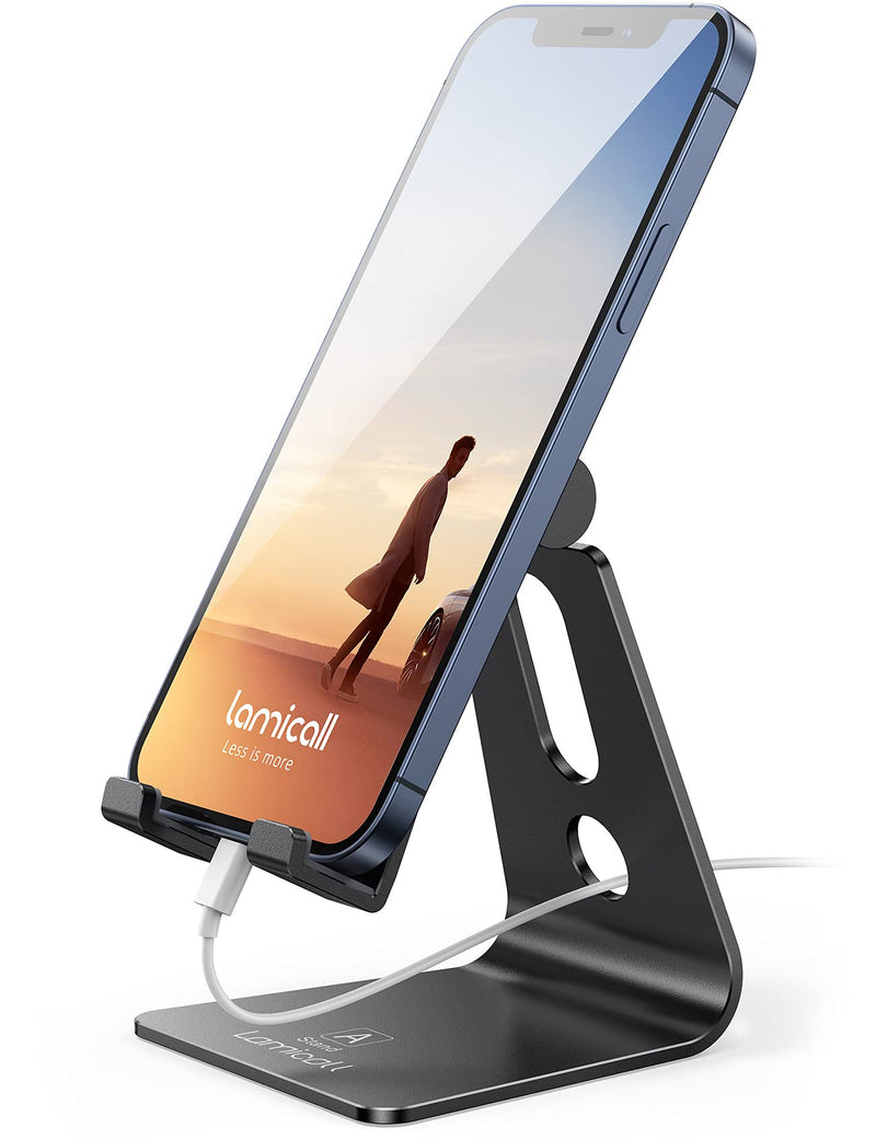Lamicall Adjustable Cell Phone Stand, Desk Phone Holder, Cradle, Dock, Compatible with Iphone 16, 15, 14, Plus, Pro, Pro Max, 13 12 X XS,4-8