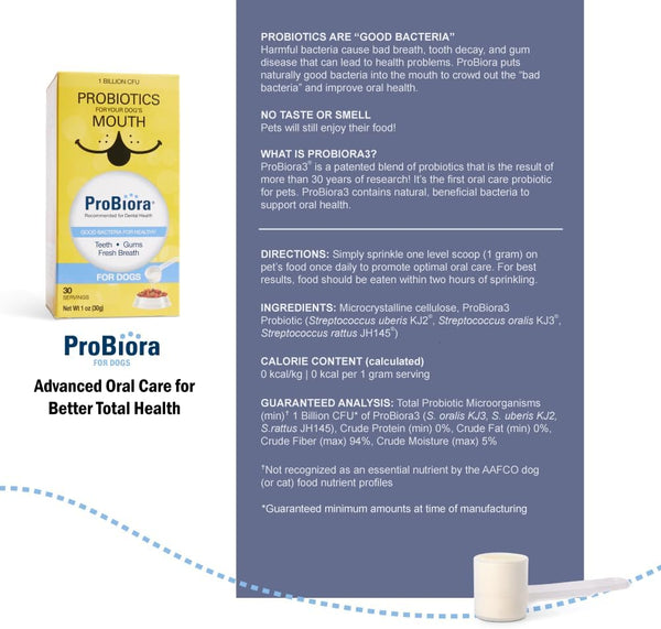 Probiora for Dogs | Dog Probiotic Supplement for Oral Care | Pet Probiotics to Reduce Bad Breath | Dog Nutritional Supplement for Dental Health |