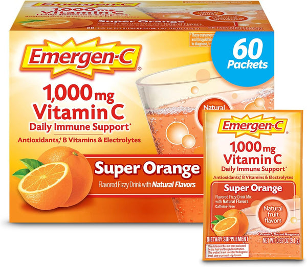 Emergen-C 1000Mg Vitamin C Powder for Daily Immune Support Caffeine Free Vitamin C Supplements with Zinc and Manganese, B Vitamins and