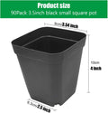 Square Nursery Pots 3.54Inches 90 Pcs Seedling Flower Post Plastic Thick Seed Start Germination for Plant Propagation,Sturdy Suit for 1020