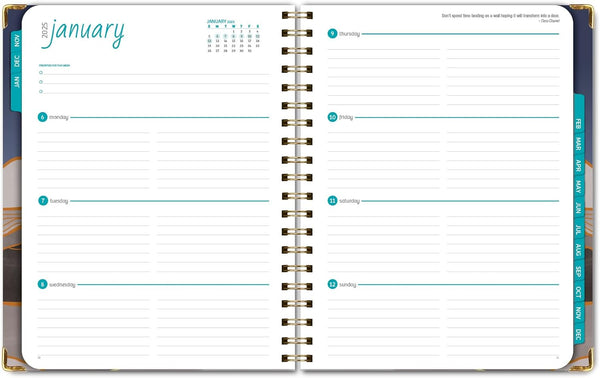 HARDCOVER 2025 Planner, 5.5"X8": 14 Months (November 2024 - December 2025), Daily Weekly Monthly Planner, Yearly Agenda, Bookmark, Pocket Folder