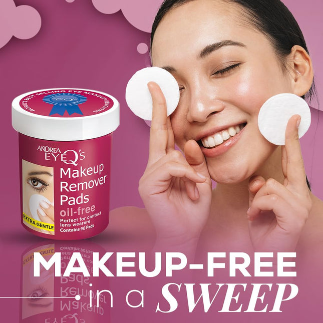 Andrea Eye Q'S Oil-Free Eye Makeup Remover Pads, 65-Count (Pack of 3)