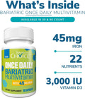 Bariatric Choice Once-Daily Bariatric Multivitamin with 45 Mg of Iron | Easy to Swallow Capsule | Vitamin for Bariatric Surgery Patients | 90
