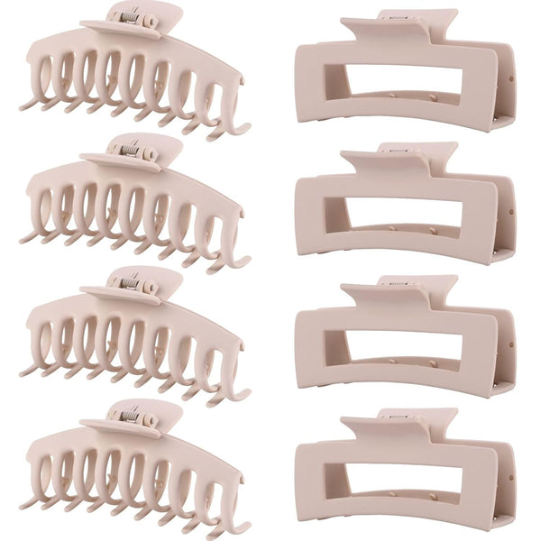 Blond Hair Clips for Women - 8 Pack 4.3 Inch Large Hair Claw Clips for Women Thin Thick Curly Hair, Big Matte Banana Clips,Strong Hold Jaw Clips