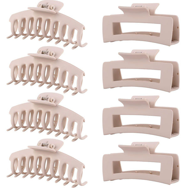 Blond Hair Clips for Women - 8 Pack 4.3 Inch Large Hair Claw Clips for Women Thin Thick Curly Hair, Big Matte Banana Clips,Strong Hold Jaw Clips
