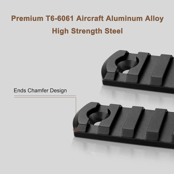 Single Picatinny Aluminum Accessory Rail Set for Mlock 3 5 7 9 11 13 Slots with 13 T-Nuts & Screws, 6 Wrench-Rounded Corner