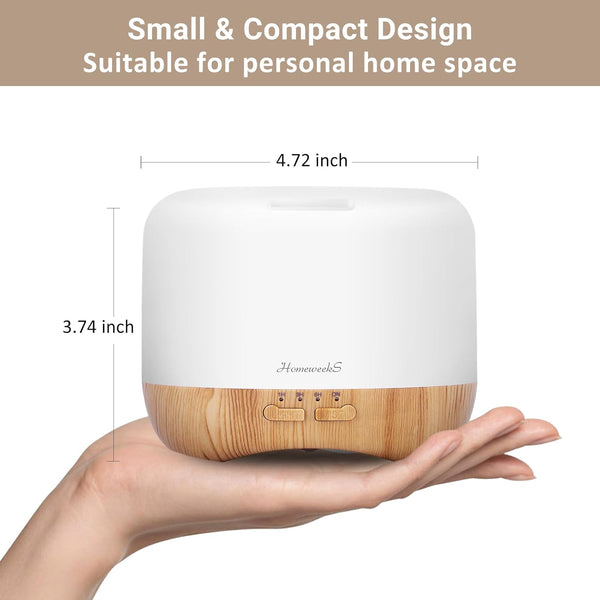 Homeweeks 300Ml Essential Oil Diffuser, Quiet Aromatherapy Mist Diffusers for Essential Oils, Wood Grain, Ultrasonic, Remote Control, Timer, 7