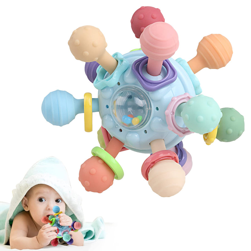 Baby Teething Toys - Infant Sensory Chew Rattles Toys - Newborn Montessori Learning Developmental Toy - Teethers for Babies 0 3 6 9 12 18 Months -