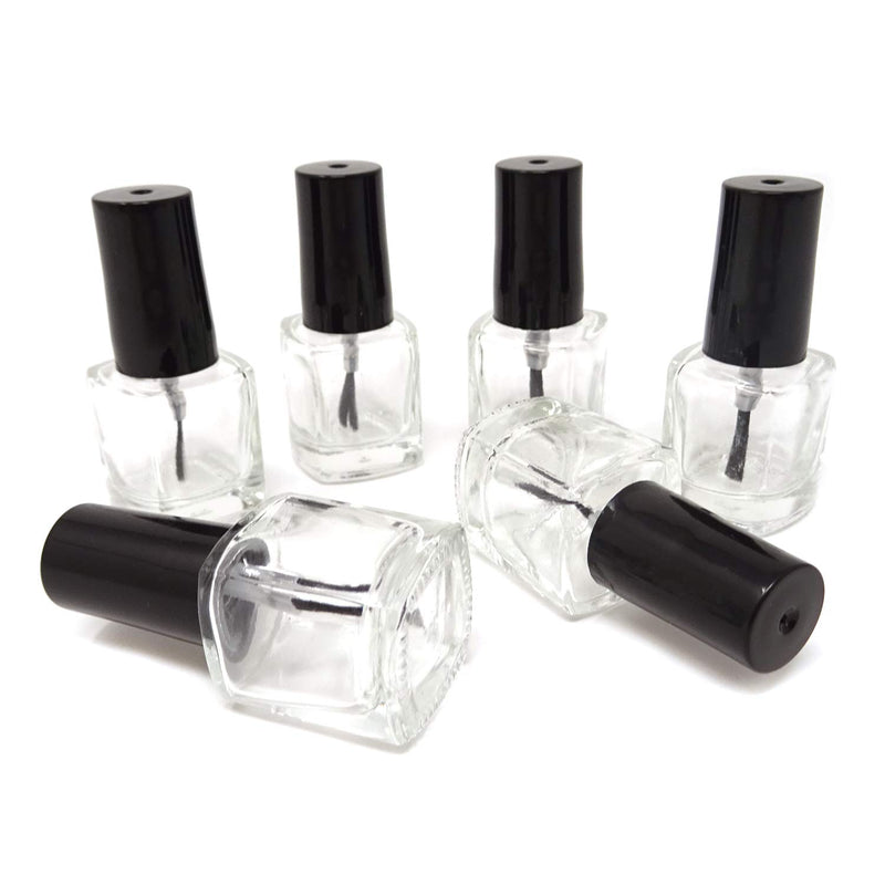 Honbay 6PCS 5Ml Empty Nail Polish Glass Bottles with Brush Cap