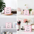 Pink Office Desk Accessories Decor Sign, Dorm Room and Bathroom Decor for Women, Inspirational Christian Gifts for Boss, Pray on It Wooden Sign