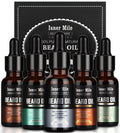 ISNER MILE 5 Pack Beard Oil Set Leave in Conditioner, Cedarwood Sandalwood Sage Sweet Orange, Mustaches Soften Moisturizing, Valentines Gifts for