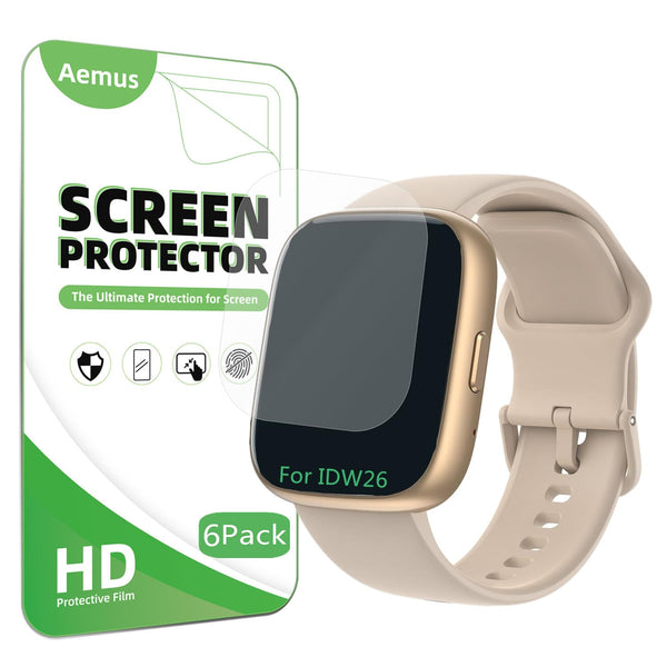 Screen Protector for IDW25 / IDW26 Smart Watch 1.83" (6 Pack) Clear TPU Soft Film, Compatible for KEEPONFIT, TOOBUR IDW28 Smartwatch 1.85 Screen