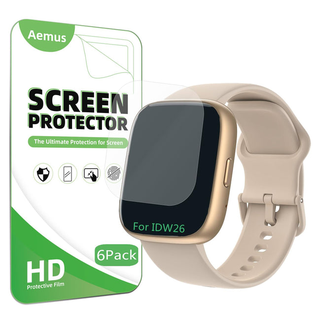 Screen Protector for IDW25 / IDW26 Smart Watch 1.83" (6 Pack) Clear TPU Soft Film, Compatible for KEEPONFIT, TOOBUR IDW2